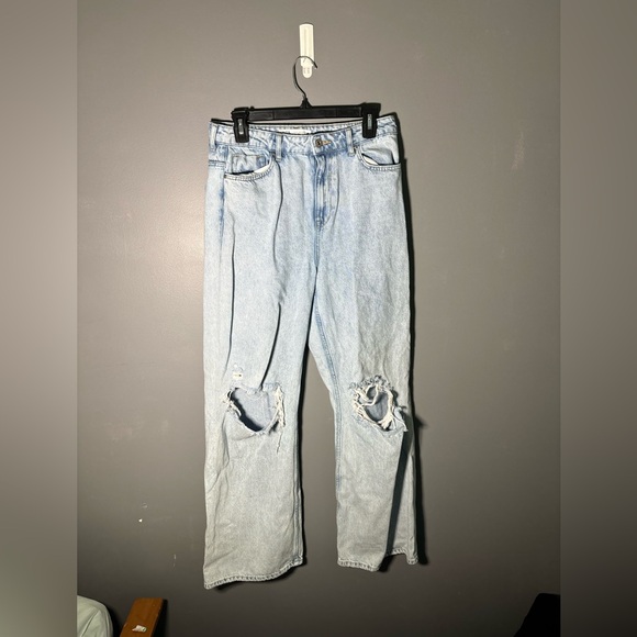 Zara High Waisted Wide Leg Distressed Jeans Womens Size 8 - Picture 3 of 6